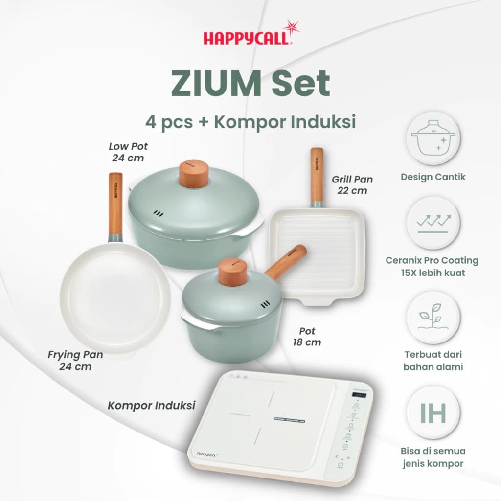 Happycall Zium Green 4 Set + Induction Neozen IH 8