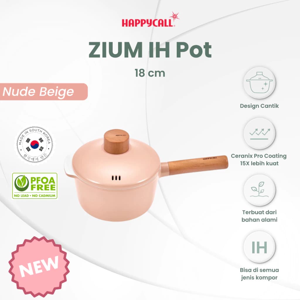 Happycall Zium IH Pot 18 Cm Nude Beige