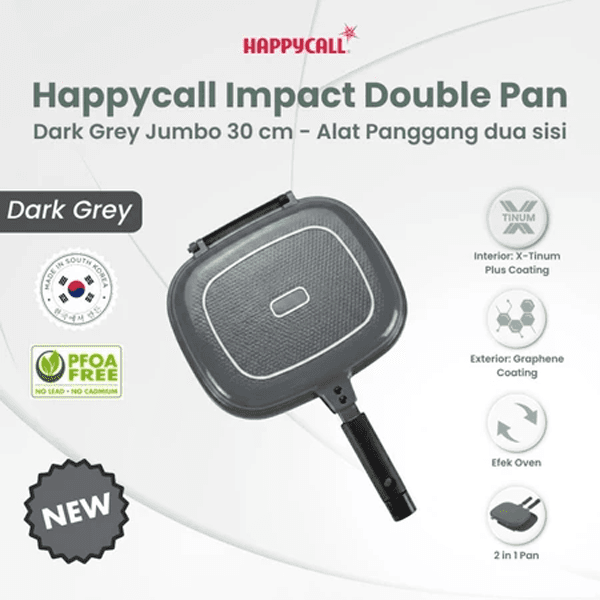 [New Edition] Happycall Double Pan Impact Jumbo 30 cm Dark Grey